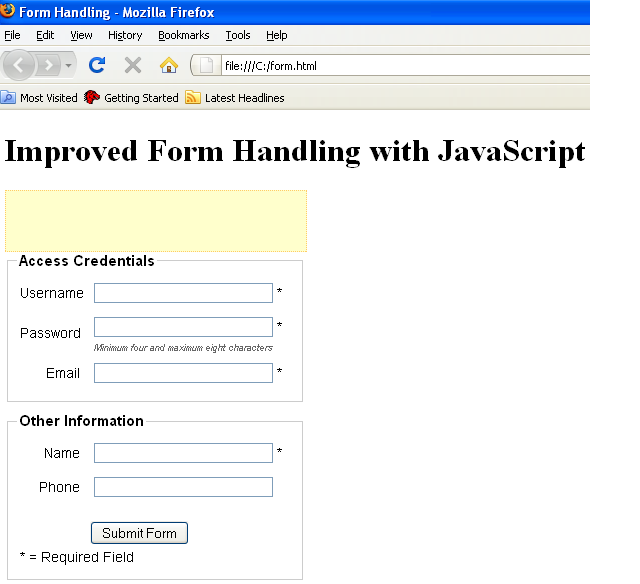 Improved Form Handling using JavaScript