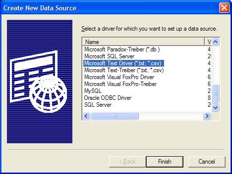 Connect to CSV Data Files using Microsoft Data Access Components