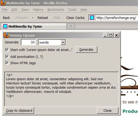 Firefox Extension for Web Development: Dummy Lipsum