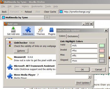 screenshot of Firefox Link Checker extension