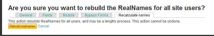 screenshot of RealName module recalculate names option