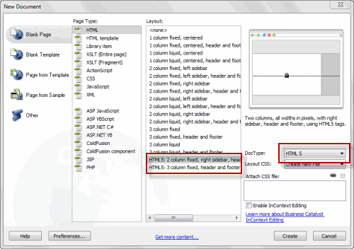 Dreamweaver Templates for HTML5 Layouts