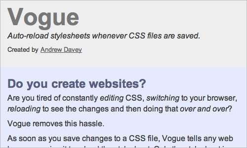 Vogue Stylesheet reloader